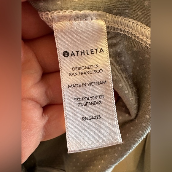 ATHLETA Retro Lightweight Gray Striped Hoodie Kangaroo Pocket Polka Dot MED NICE - Picture 5 of 14